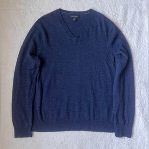 Banana Republic Navy Blue V-Neck Merino Wool Sweater Men Size XL